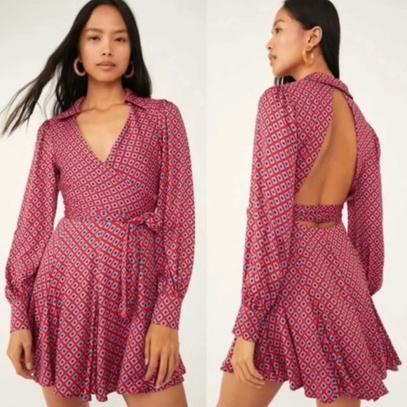 Free People It Takes Two Mini Dress Women’s Size Large Open Back V Neck - Picture 2 of 10